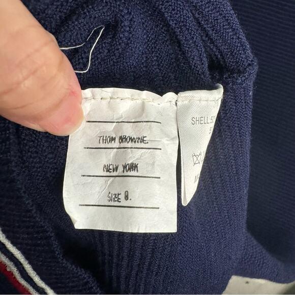 Thom Browne Navy Sleeveless Wool Blend Midi Sweater Dress - Picture 8 of 9